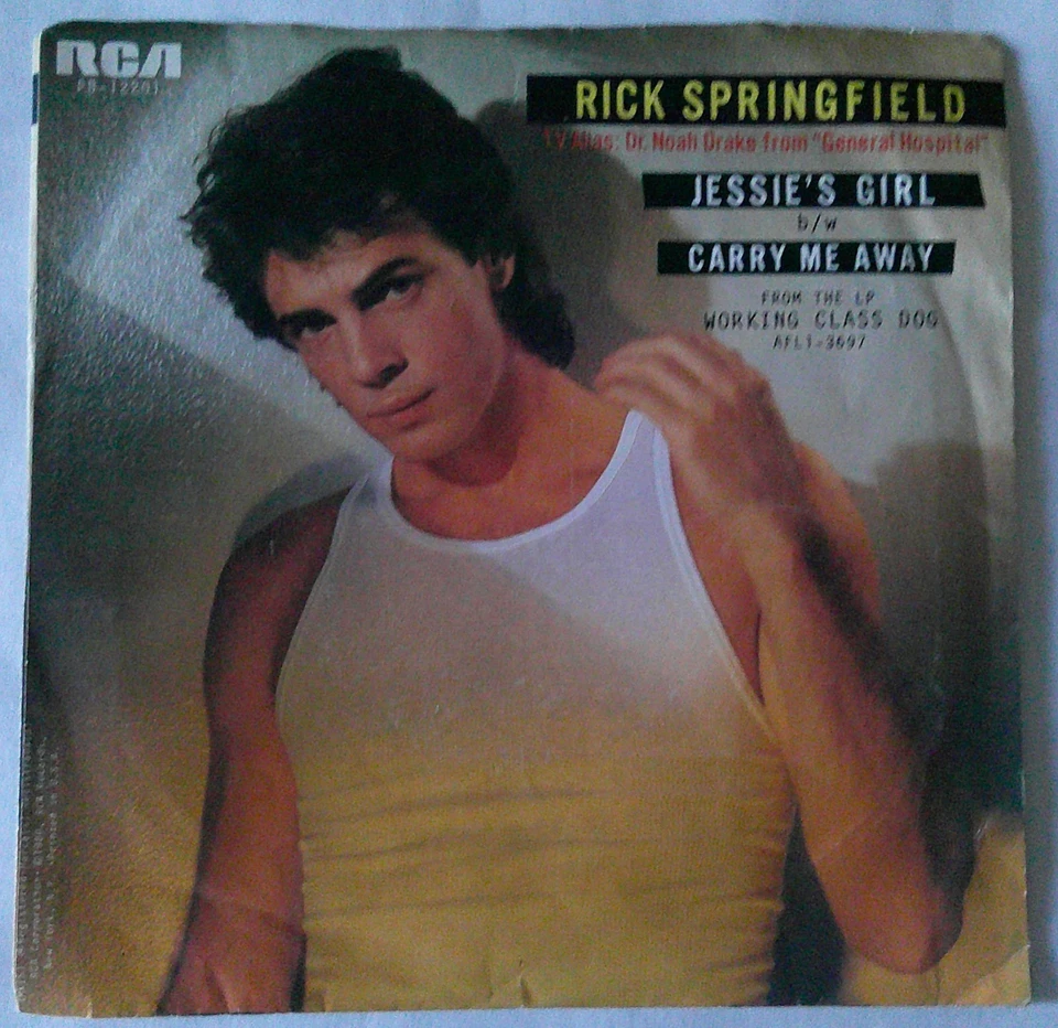 RICK SPRINGFIELD Jessie's Girl / Carry Me Away 1981 45 RPM Record - TESTED - Image 2 of 4