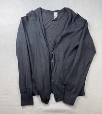 JCP Cardigan Sweater womens Large Black Button Up Lightweight Knit Classic