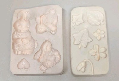 Vtg Lot AMACO Bunnies/Violets & Ivy Push Mold Judi Maddigan Polymer Clay Fimo E