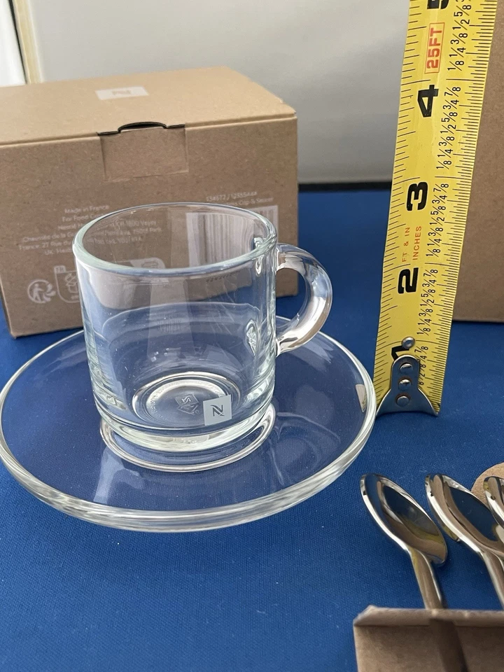 New Nespresso Barista Spoon Clear Espresso Cup Dessert Bowl Coffee Set Gift - Image 3 of 4