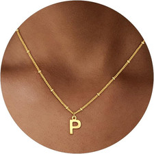 Initial Necklaces for Women Girls, Dainty 18K Gold Plated Letter Initial Necklac