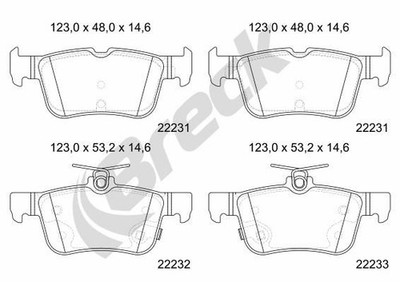 BRECK Bremsbelagsatz, Scheibenbremse 22231 00 702 10 für FORD