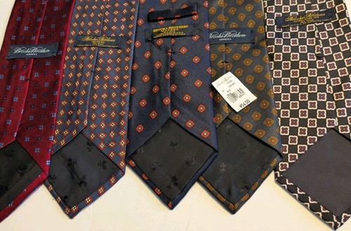 Lot of 5 Brooks Brothers Makers Men's 100% Silk Geometric Tie Ties 1 New Italy - Picture 7 of 15