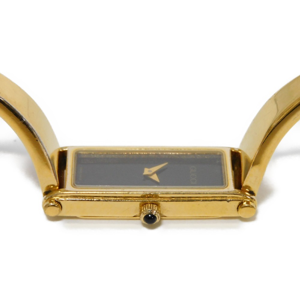 GUCCI Bangle watch 1500 Watches Black Dial Quartz Gold
