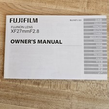 Fujifilm XF27mmF2.8 Owners Manual Instruction Book