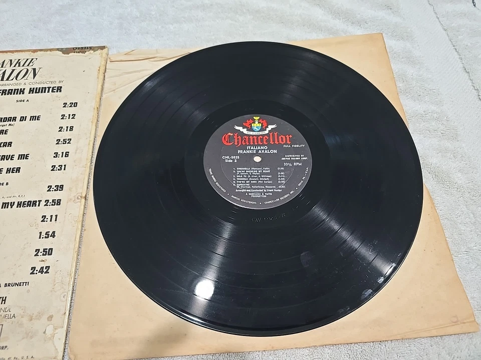Frankie Avalon "ITALIANO" Original 1962 Chancellor CHL-5025 Stereo EX VG+ Foto 3 de 4
