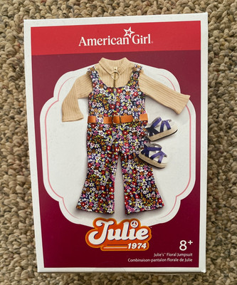 American Girl For 18  Doll Julie s Floral Jumpsuit Turtleneck and  1 Pr Sandals