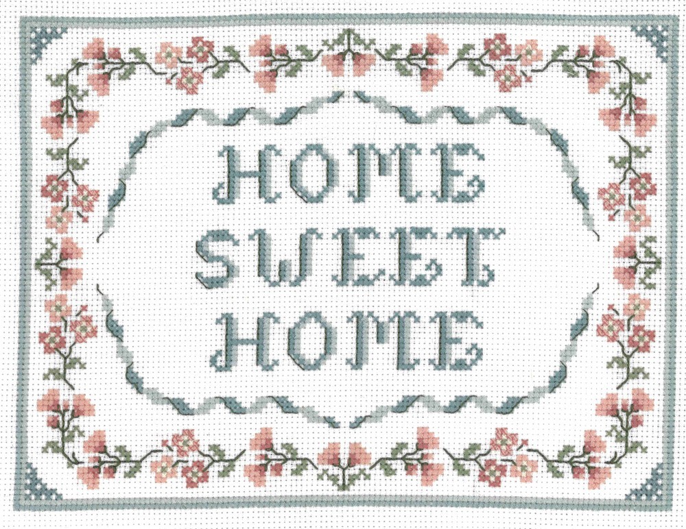 'Home Sweet Home' - complete cross stitch kit on 14 aida