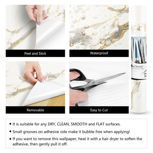 Thick White Marble Contact Paper for Countertops Waterproof Contact Paper Peel - Picture 7 of 8