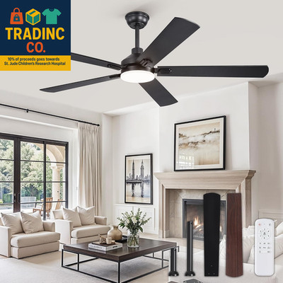 60'' Ceiling Fans with Lights, Black Modern Ceiling Fan with Remote, Farmhouse In