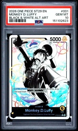 PSA 10 2026 ONE PIECE ST29 EGGHEAD 001 MONKEY D. LUFFY BLACK & WHITE ALT ART