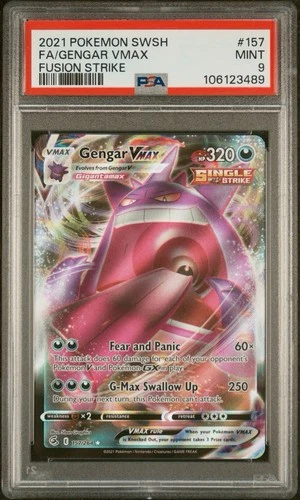 Pokemon TCG 2021 Gengar VMAX 157/264 Swsh08: Fusion Strike Holo PSA 9