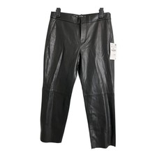 NWT Zara Basic Pants Pleather Cropped Small Black Faux Leather Straight Leg HR