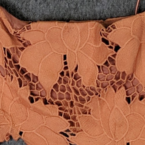 New Rumor Tropez Crop Top XS Rust Orange Lacy Leaves Beachy Hippie Boho Fairy - Picture 2 of 9