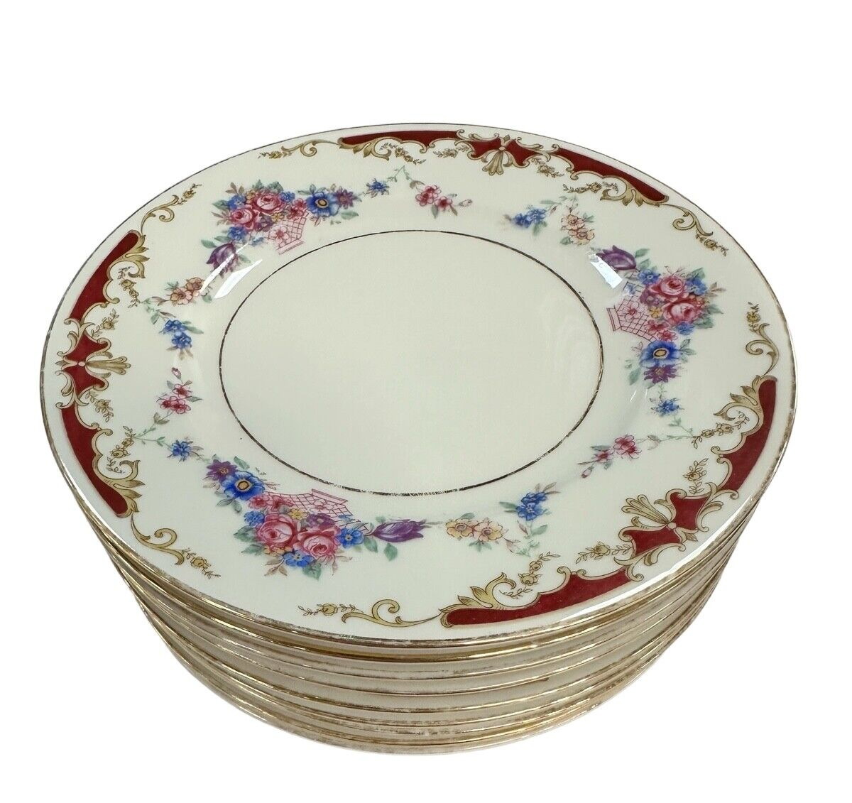 H&C PORCELAIN HAAS-CZJZEK CORONADO YVONNE BREAD PLATES SET OF 9