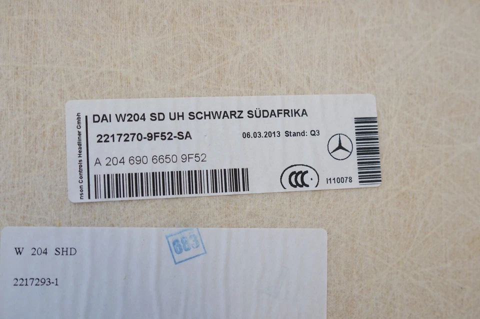 Mercedes Benz C300 W204 2012-2014 techo techo cubierta panel de moldura OEM Foto 3 de 4