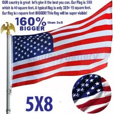 US Nylon American Flag 5x8ft Heavy Duty Extra Large Flag Stars Brass Grommets