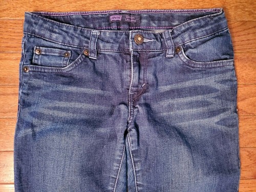 Levi's Girl's Denim Leggings Dark Wash Adjustable Waist Skinny Jeans 14 preown - Picture 3 of 9