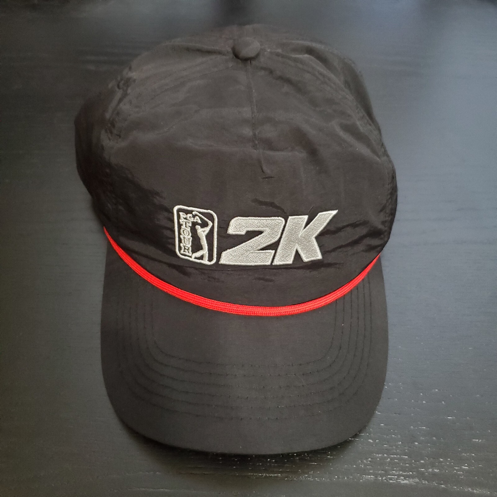 RARE MALBON PGA TOUR 2K GOLF ROPE HAT CAP ADJUSTABLE SNAPBACK BLACK RED WHITE