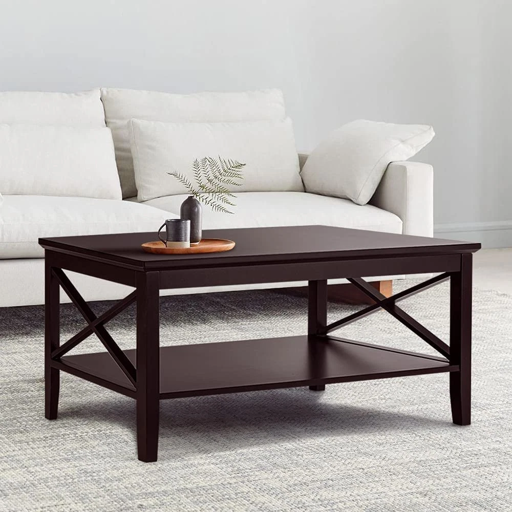 Oxford Coffee Table with Thicker Legs Espresso Wood Coffee Table