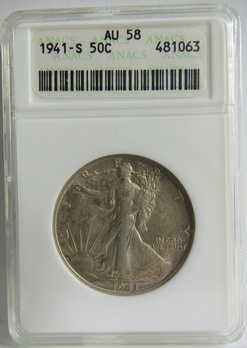AU 58 Graded 1941 Year Liberty Walking Half Dollars (1916-1947