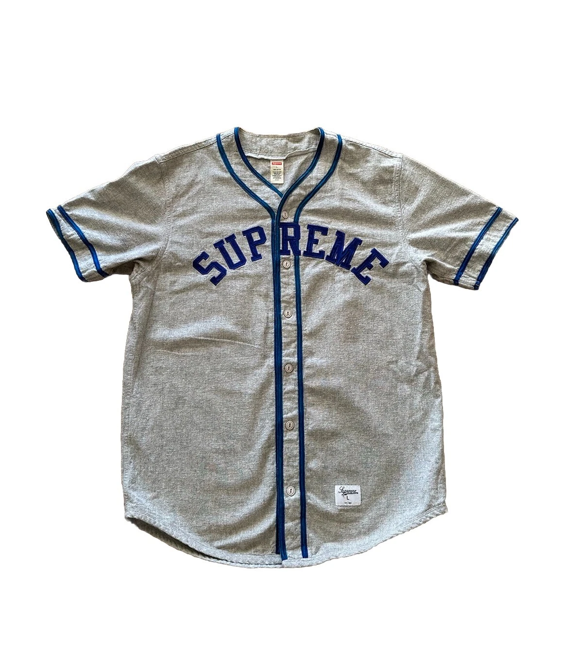 Maillot vintage Supreme SS2010 gris bleu taille L RARE New York