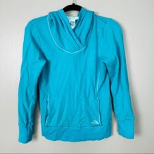 North Face Knit Pullover Hoodie Small Women s Cowl Neck Blue Pockets Hooded TNF