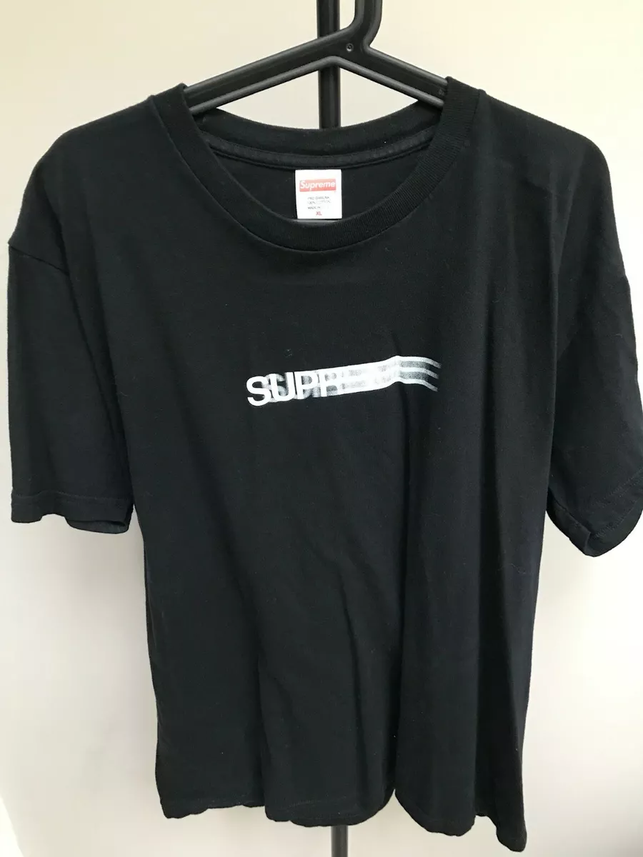 NEW Supreme Motion Logo T-Shirt Black White Logo Short Sleeve XL