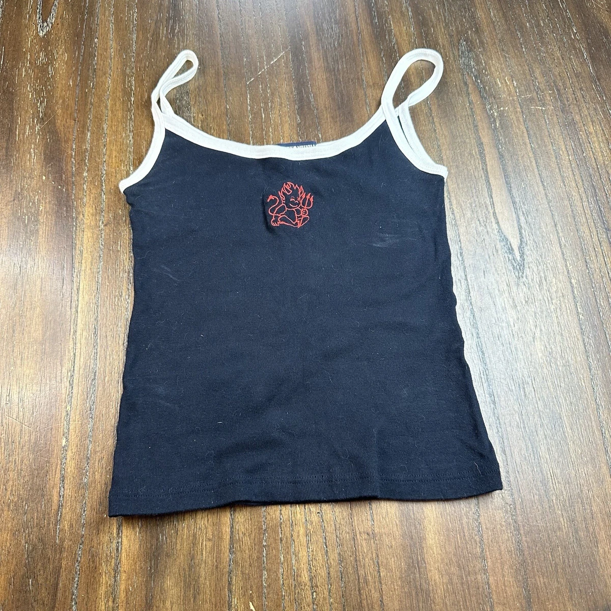 Brandy Melville black tank top with embroidered red devil sleeveless *READ