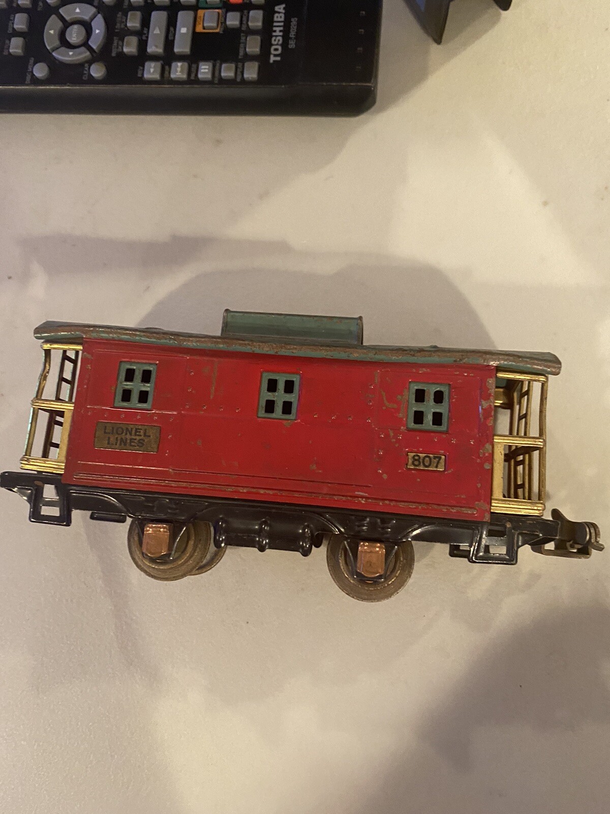 Vintage Tinplate Lionel Prewar O Gauge 807 Red Caboose 1920s Rare Factory Error