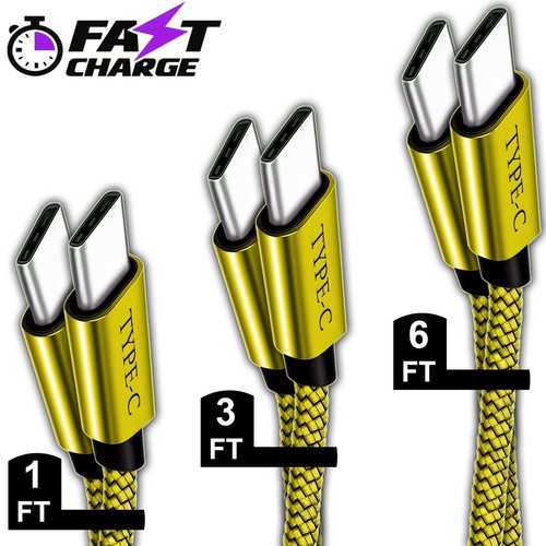 (3Pack) 1FT+3FT+6FT (Type C to Type C) Nylon Braided Charger Charging Cable Cord - Picture 6 of 8