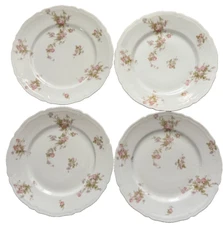 Set of 4 Vintage VIENNA AUSTRIA "VNN49" DINNER PLATES 9 3/4" PINK ROSES