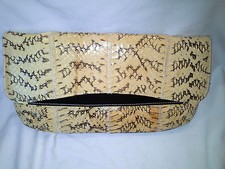 Fantastic Gorgeous Vintage Snake Skin Envelope Clutch Handbag