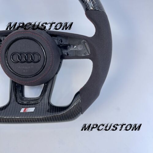 Fit For Audi B9 A3 A4 A5 S3 LED Carbon Fiber Steering Wheel with Speaker cover - Bild 4 von 16