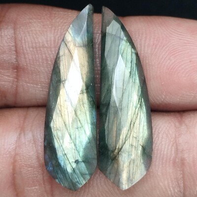 Pair of Natural Labradorite Gemstone Cabochons - Create Unique Jewelry Pieces