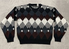 Vtg Expressions Sweater Mens Large Argyle Diamond Knit Grandpacore 90s Cosby