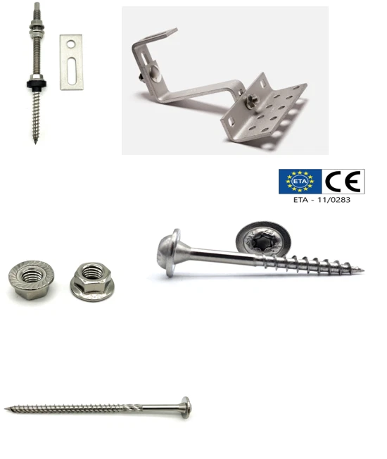 BAUZONE24 Dachhaken Stockschrauben Solar Adapterplatte Solar PV Zubehör