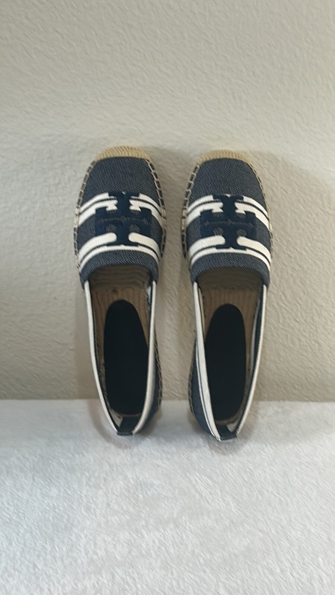 シューズ・サンダルその他 TORY BURCH striped espadrilles with double t 150685 Amazon.com | Tory Burch Womens Stripe Double T Logo Jacquard