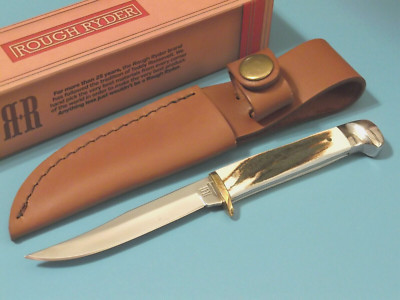 ROUGH RYDER RR090 Small Hunter Stag handle full tang knife 6 1/4'' overall NEW!