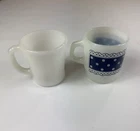 Vtg Fire King Anchor Hocking Blue White Milk Glass Mug Made in USA Cup Lot of 2
