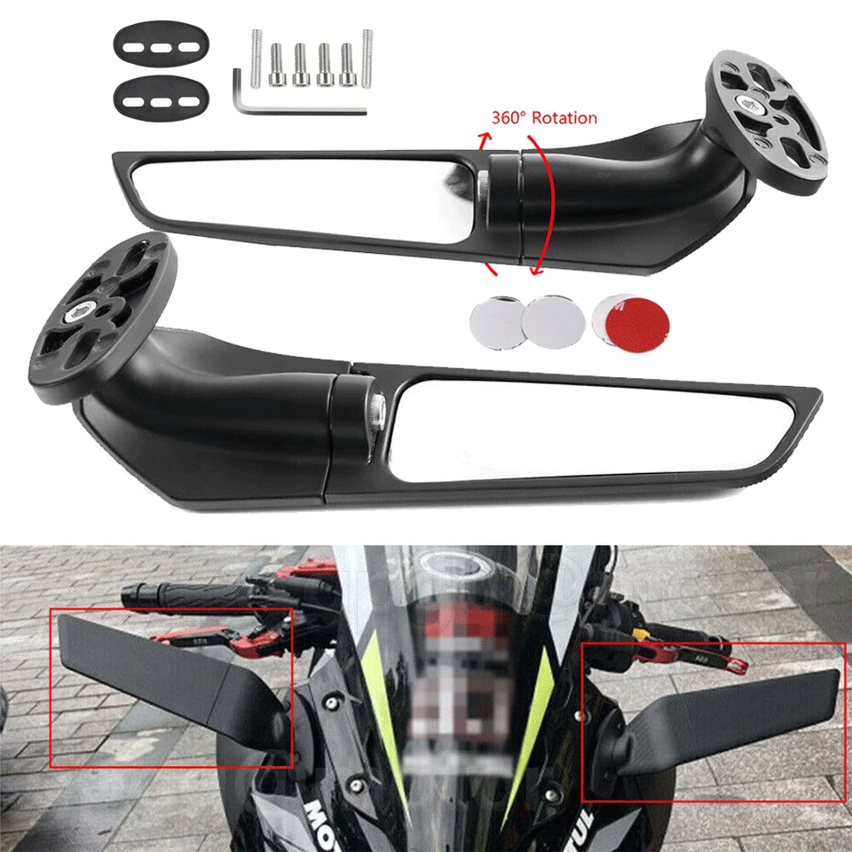 Espejo retrovisor ampliado viento para motocicleta KAWASAKI NINJA ZX6R ZX10R Foto 4 de 4