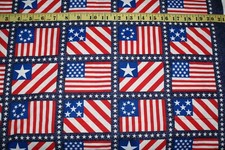 Patriotic USA Flags Design Fabric Cotton Quilting Sewing 19 x 44" Fast Shipping
