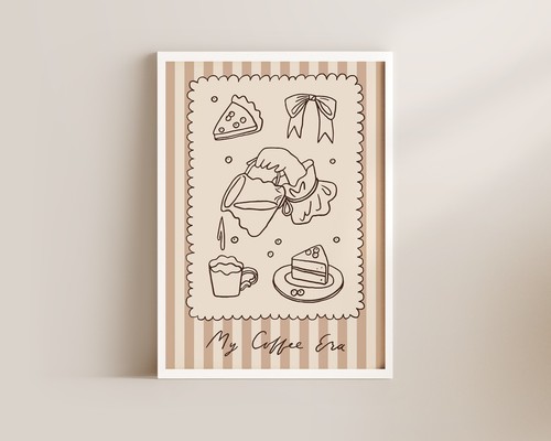 Impresión artística de My Coffee Era marrón neutro café cocina imagen póster obras de arte de pared - Imagen 2 de 21