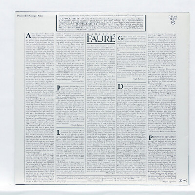 MAGDA TAGLIAFERRO ⸺ FAURE dolly, ballade, nocturnes ⸺ CBS LP NM