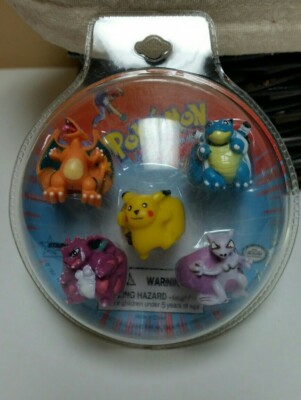 NEW NOS POKEMON Ring 5 Rings Set NINTENDO Pikachu Charizard Mewtwo Nidoking '00