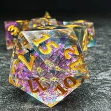 Sage's Purple Florets Sharp Edge Resin Dice Set