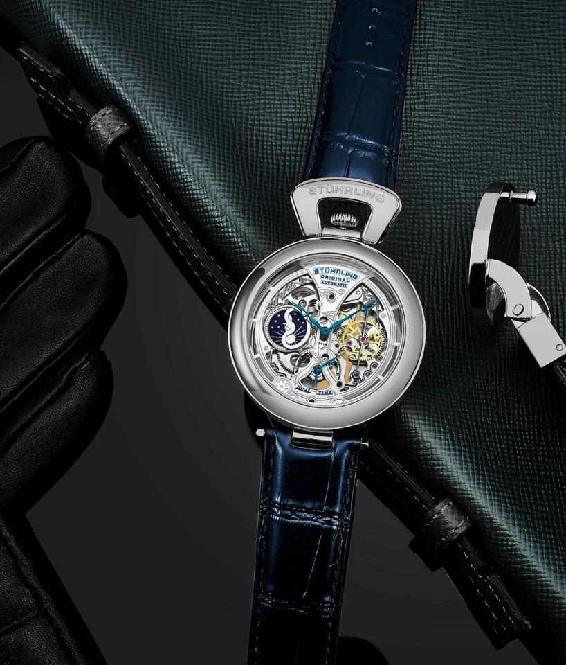 Stuhrling Emperor?s Grandeur 3919 Automatic 49mm Men's Skeleton Dual Time Watch - Image 4 of 4