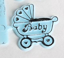 1.25" Blue Baby Carriage Shower Favors with Metallic Silver Detail- 432 Pie