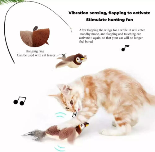 USB Interactive Flying Bird Cat Toys Electronic Pet Simulation Sparrow Toy - Picture 6 of 8