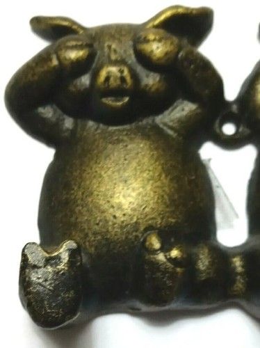 3 Little Pigs SPI gancho de metal montaje en pared / See No Evil Hear No Evil Speak No Evil - Imagen 5 de 5